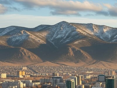 view adjusted artificially towards Chingeltei from Ulaanbaatar