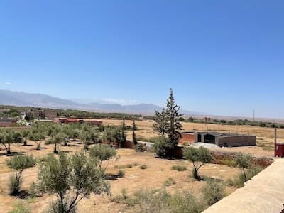 view from the plains towards Toubkal in the background